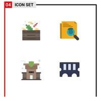 Pack of 4 Modern Flat Icons Signs and Symbols for Web Print Media such as green home food web property Editable Vector Design Elements