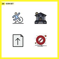 4 User Interface Filledline Flat Color Pack of modern Signs and Symbols of business document escape dollar upload Editable Vector Design Elements