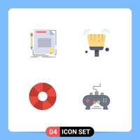 Universal Icon Symbols Group of 4 Modern Flat Icons of agreement travel document dustpan game Editable Vector Design Elements