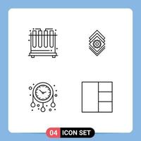 Stock Vector Icon Pack of 4 Line Signs and Symbols for chemistry watch gear server grid Editable Vector Design Elements