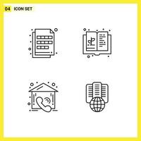 4 Creative Icons Modern Signs and Symbols of color knowledge imaging education contact Editable Vector Design Elements