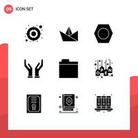 Set of 9 Modern UI Icons Symbols Signs for shop open tools storage files Editable Vector Design Elements