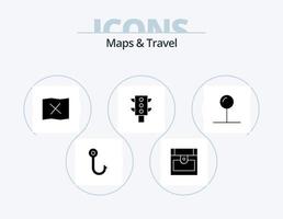 mapas y paquete de iconos de glifos de viaje 5 diseño de iconos. . . lugar. puntero. coordinar vector