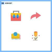 Group of 4 Flat Icons Signs and Symbols for bag book material redo theory Editable Vector Design Elements