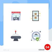 4 Thematic Vector Flat Icons and Editable Symbols of building ufo clock time compliance Editable Vector Design Elements