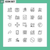 Set of 25 Vector Lines on Grid for boss stretcher computer medical equipment international Editable Vector Design Elements