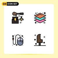 Universal Icon Symbols Group of 4 Modern Filledline Flat Colors of bee graphic sweet layers mouse Editable Vector Design Elements
