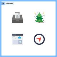 Universal Icon Symbols Group of 4 Modern Flat Icons of inbox direction christmas browser pointer Editable Vector Design Elements