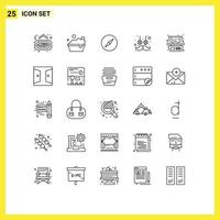 25 User Interface Line Pack of modern Signs and Symbols of buildings balance navigation fruits flower Editable Vector Design Elements