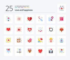 Love 25 Flat Color icon pack including love. wedding. heal. tube. lab vector