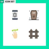 Universal Icon Symbols Group of 4 Modern Flat Icons of atom hand tech death up Editable Vector Design Elements