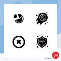 4 Solid Glyph concept for Websites Mobile and Apps pie chart sport business basketball remove Editable Vector Design Elements