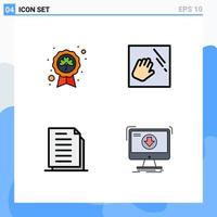 Editable Vector Line Pack of 4 Simple Filledline Flat Colors of day copy saint clean documents Editable Vector Design Elements