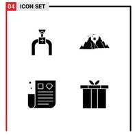 Set of 4 Modern UI Icons Symbols Signs for pipeline drug line hill medical Editable Vector Design Elements