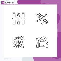 Modern Set of 4 Filledline Flat Colors and symbols such as complex analysis satellite family time dollar Editable Vector Design Elements