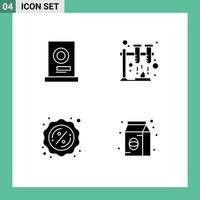 Modern Set of 4 Solid Glyphs and symbols such as clothes tag machine space coffee Editable Vector Design Elements