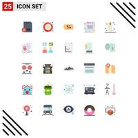 Flat Color Pack of 25 Universal Symbols of candle document money deal agreement Editable Vector Design Elements