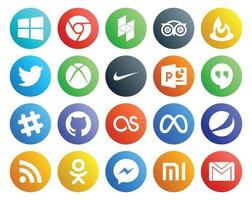 20 Social Media Icon Pack Including facebook lastfm xbox github slack vector