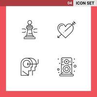 4 User Interface Line Pack of modern Signs and Symbols of chess valentine king arrow teaching Editable Vector Design Elements