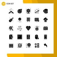 User Interface Pack of 25 Basic Solid Glyphs of money cash webcam growth friendly Editable Vector Design Elements