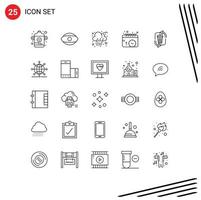 Set of 25 Modern UI Icons Symbols Signs for management disposal cloud waste schedule Editable Vector Design Elements