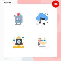 4 Flat Icon concept for Websites Mobile and Apps insurance cosmos warranty cloud space Editable Vector Design Elements