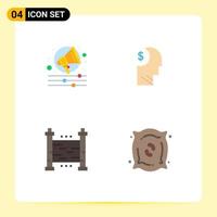 Set of 4 Modern UI Icons Symbols Signs for alert fences account employee security Editable Vector Design Elements