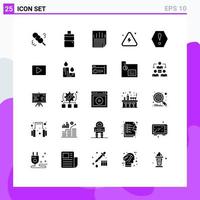 Solid Glyph Pack of 25 Universal Symbols of youtube octagon paper check error highly Editable Vector Design Elements