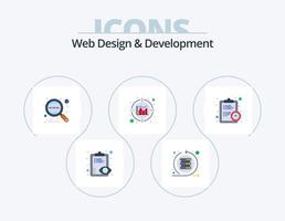 diseño y desarrollo web paquete de iconos planos 5 diseño de iconos. reloj. datos. servidor. analítica. buscar vector