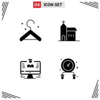 Group of 4 Modern Solid Glyphs Set for clothes data christian monastery profile Editable Vector Design Elements