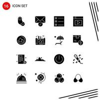 Modern Set of 16 Solid Glyphs and symbols such as scheme architecture web apartment droop Editable Vector Design Elements