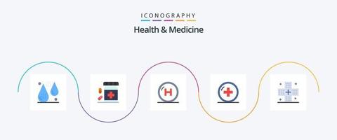 Health and Medicine Flat 5 Icon Pack Including medical. health. fitness. line. health vector