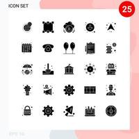 25 User Interface Solid Glyph Pack of modern Signs and Symbols of arrow circle rectangle arrows d Editable Vector Design Elements