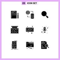 Stock Vector Icon Pack of 9 Line Signs and Symbols for arrows guide glass location frame Editable Vector Design Elements