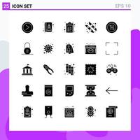 Editable Vector Line Pack of 25 Simple Solid Glyphs of lock preferences check list options candy Editable Vector Design Elements