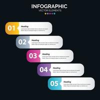 Diagrama de infografía de 5 opciones Informe anual Diseño web Concepto de negocio Pasos o procesos vector