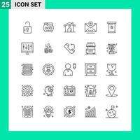 Universal Icon Symbols Group of 25 Modern Lines of podium conference home email add Editable Vector Design Elements