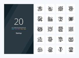 20 Startup Outline icon for presentation vector