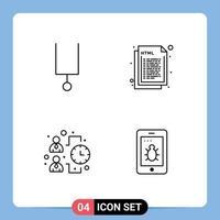 Line Pack of 4 Universal Symbols of instrument effectiveness coding web work Editable Vector Design Elements