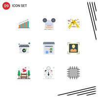 9 Thematic Vector Flat Colors and Editable Symbols of schedule calendar recording star black friday Editable Vector Design Elements