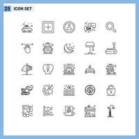 Modern Set of 25 Lines Pictograph of ui expanded plus question answer Editable Vector Design Elements