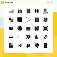 Universal Icon Symbols Group of 25 Modern Solid Glyphs of development coding online app efforts Editable Vector Design Elements