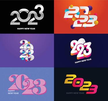 Big Set of 2023 Happy New Year logo text design 2023 number design template vector