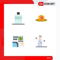 Mobile Interface Flat Icon Set of 4 Pictograms of sport travel hat tree man Editable Vector Design Elements
