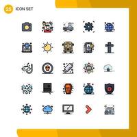 Set of 25 Modern UI Icons Symbols Signs for globe setting manager video light Editable Vector Design Elements