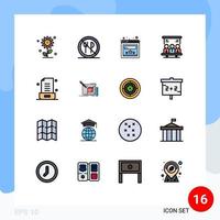 16 User Interface Flat Color Filled Line Pack of modern Signs and Symbols of note email browser user search Editable Creative Vector Design Elements