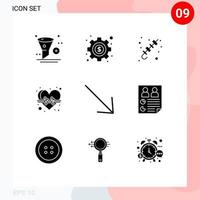 9 Creative Icons Modern Signs and Symbols of arrow pulse barbecue heart summer Editable Vector Design Elements