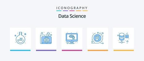 Data Science Blue 5 Icon Pack Including lock. data process. secure. interface. computer. Creative Icons Design vector