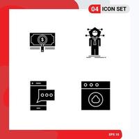 User Interface Pack of 4 Basic Solid Glyphs of money solution loan connection message Editable Vector Design Elements