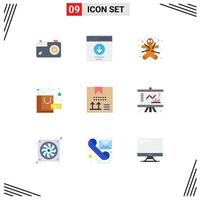 9 User Interface Flat Color Pack of modern Signs and Symbols of box seo user package halloween Editable Vector Design Elements